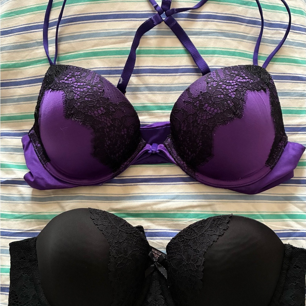 Victoria's Secret Purple and Black Lace Push-Up Bra